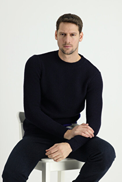 Kiğılı Crew Neck Slim Fit Slim Fit Cotton Knitwear Sweater- Trendyol