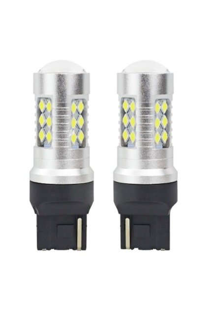 Set de 2 becuri auto LED T20 W21W Canbus albe cu intensitate unică 24SMD, 12-24V, alb