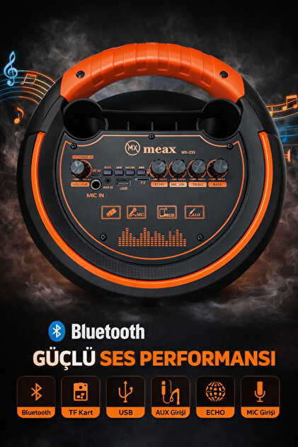 meax MS-234 RGB Işıklı Taşınabilir Parti Hoparlörü - 8 in x3