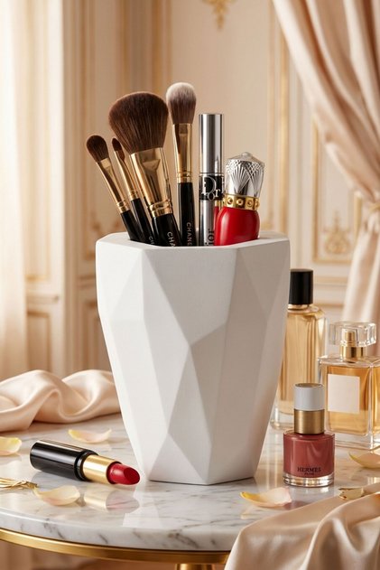Makeup Organizer, Makeup Brush Holder, Makeup Organizer Set, White Color, Model 19
