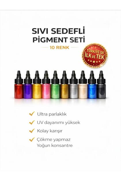 Epoksi Sıvı Sedefli Pigment Seti 10 Renk x 30 gr Parlak Efekt Boya