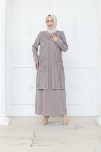 Women's Elegant Detailed Vertical Embroidered Tunic Dress