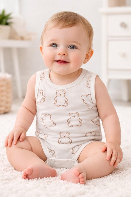 Strappy Baby Kids 100% Cotton Snap Fastener Bodysuit Colorful Patterned Girl/Boy/Unisex 0-9 Months