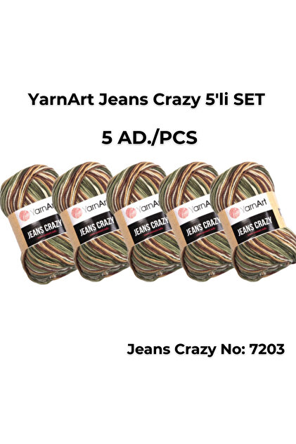 Yarn Art Jeans Crazy Knitting Yarn 7203 Punch Yarn 5-Pack