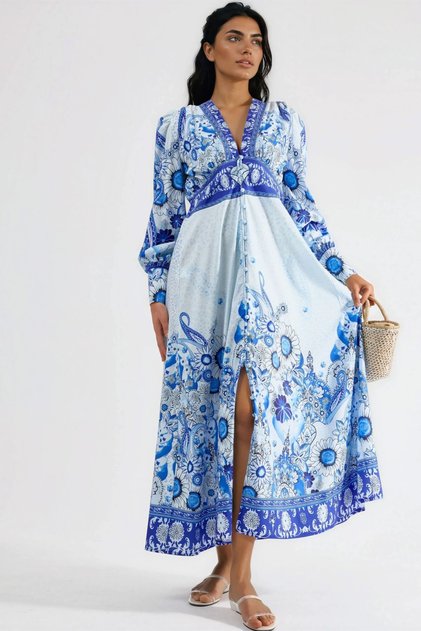 Rochie maxi cu imprimeu floral și panouri MSN