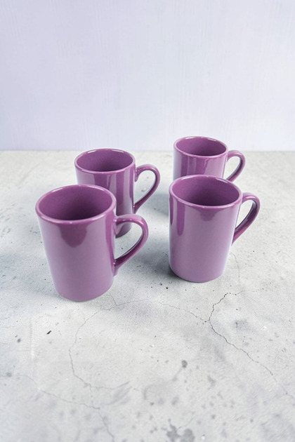 Set of 4 Turkish Coffee Cups - Purple Color Double Turkish Coffee Cups