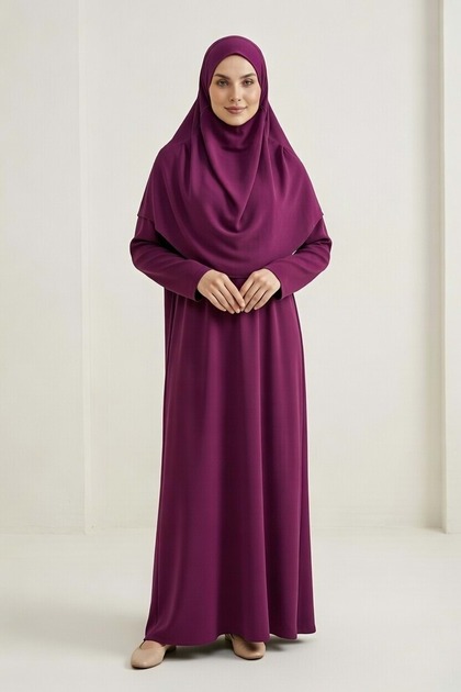 Practical Hijab Women's Prayer Dress M00802 Mürdüm
