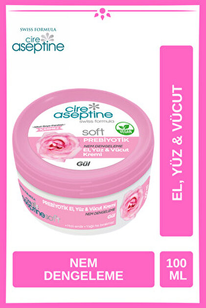 Cire Aseptine Soft Gül Prebiyotik Nemlendirici Bakım Kremi 200 ml