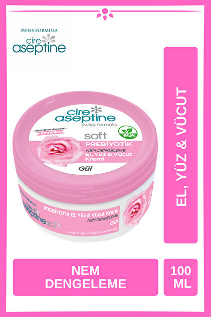 Cire Aseptine Soft Gül Prebiyotik Nemlendirici Bakım Kremi 200 ml