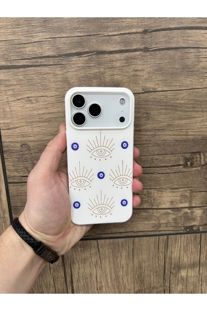 iPhone 17 Promax Compatible Velvet Evil Eye Bead Printed Phone Case