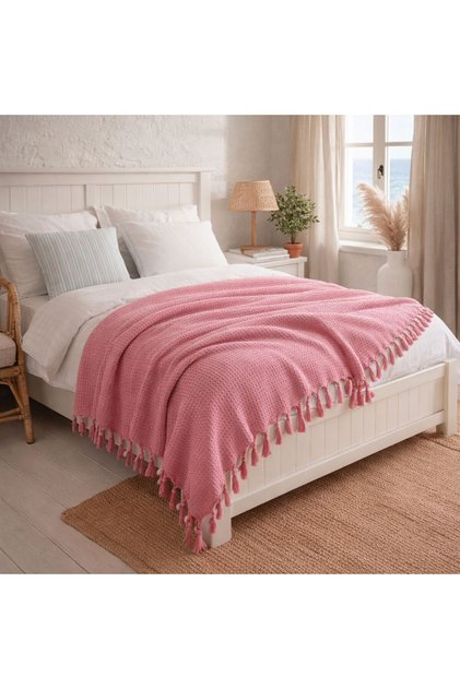 Pink Self-Assembly Patterned 100% Cotton Double Piqué / Bedspread 210*230 cm