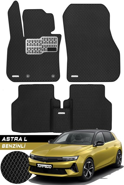 Opel Astra L Benzin/Dizel 2022 ve Sonrası Uyumlu Hücreli Premium Eva Paspas Seti Tam Set Siyah