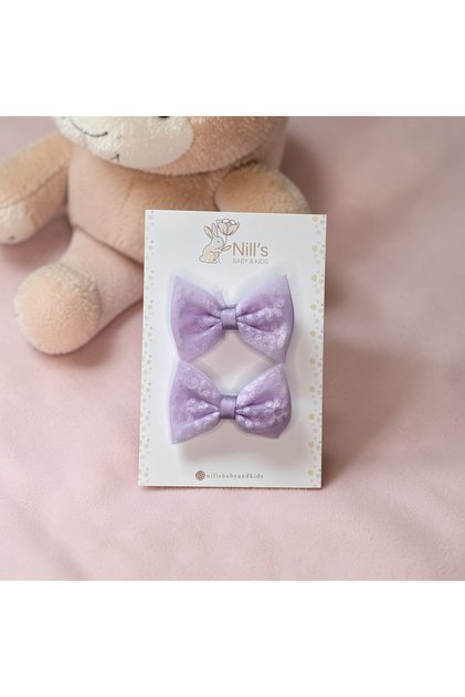 Flower Textured Bow Set - Purple 2-Piece