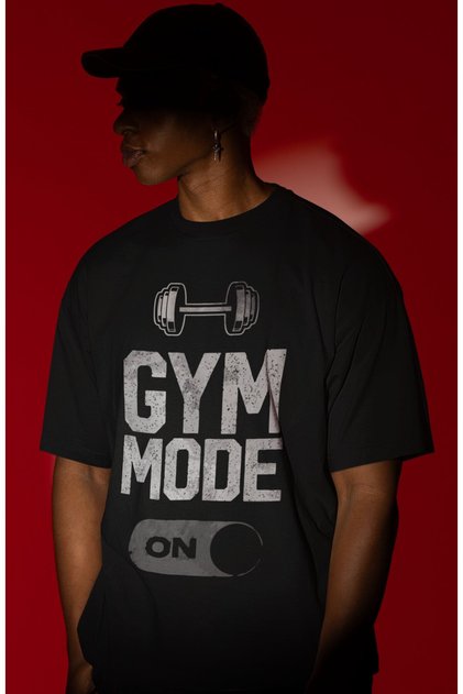 Design Gym Mode on Bodybuilding Fitness Gym Athlete Printed Unisex Oversized T-Shirt