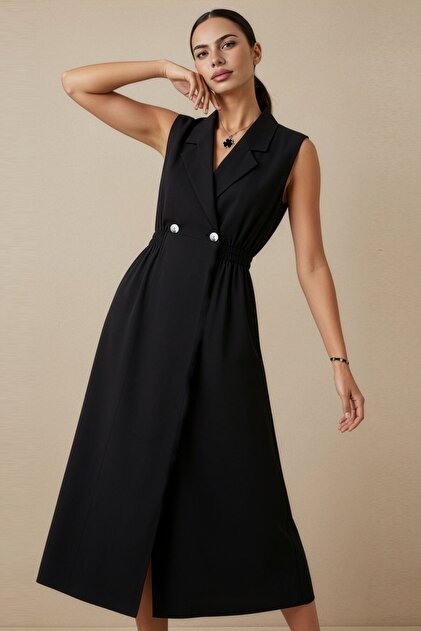 black slit dress casual LA PANTE Women Sleeveless Shirt Dress Summer Dress Midi Dress Stylish A-Line go lifestyle Size:M-L / 6-8 Long sleeve bridesmaid dresses Mermaid Josephine Floral Faux Leather