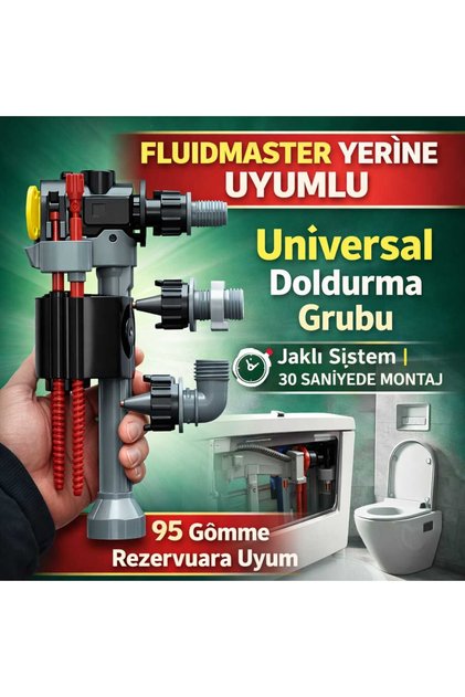 Fluidmaster Uyumlu Universal Gömme Rezervuar Doldurma Grubu | Universal Jaklı | Hızlı Montaj
