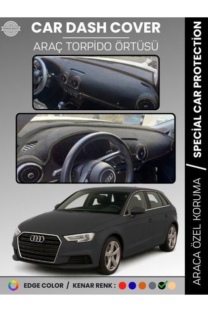 AUDİ A3 (2013-2020) Torpido Örtüsü Ön Göğüs Koruma Torpido Koruma Araca Özel Kaymaz Kolay Montaj
