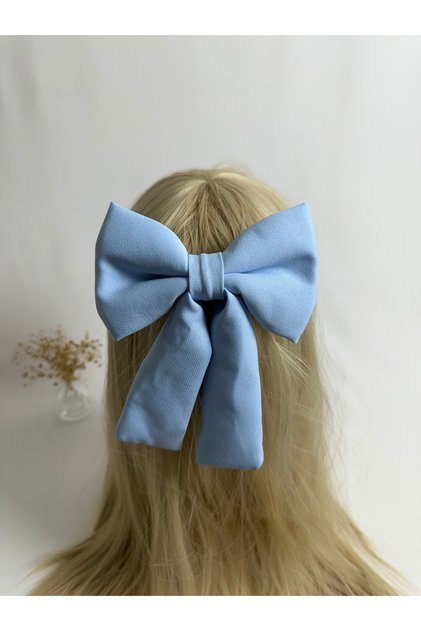 Baby Blue Double Crepe Bow Automatic Buckle