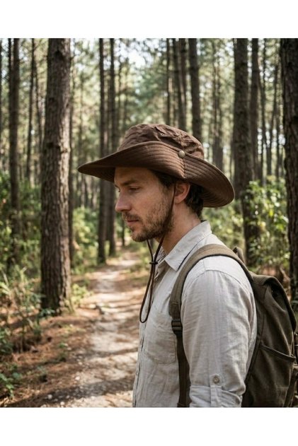 Men's Wide Brim Outdoor Adjustable Drawstring Safari Summer H Lightweight Camping Trekking Hat