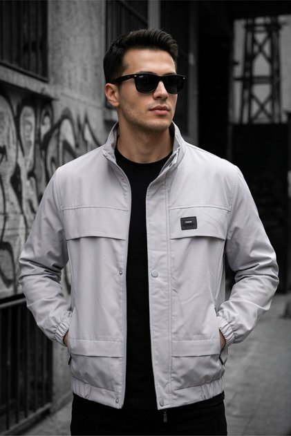 Trend Style Slim Fit Suya Dayanıklı Erkek Mevsimlik Ceket - Fermuarlı ve Cepli