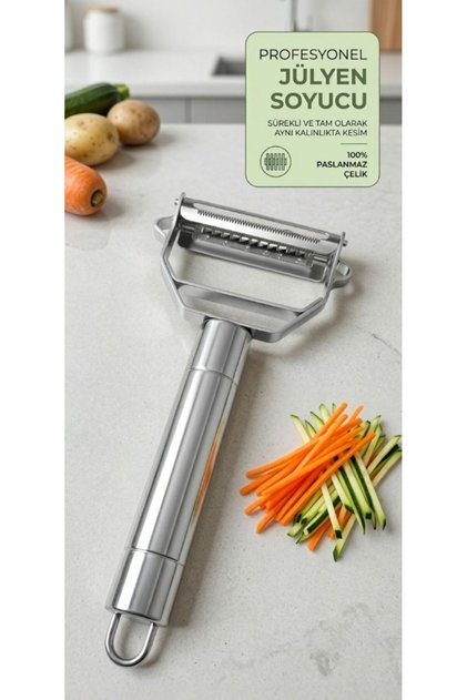 Professional Julienne Slicer - Stainless Steel Dual Blade Turbo Vegetable Fruit Peeler