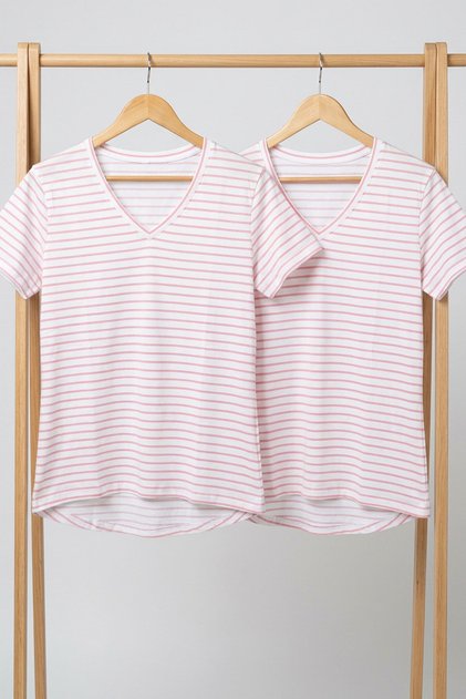 2 Pieces V-Neck Basic Viscose Blend T-Shirt