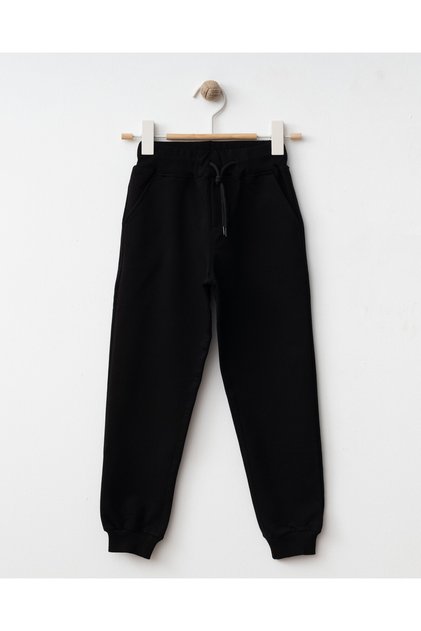 Unisex Children's School Basic Sweatpants Transitional 2Thread 5-14 Years Old Black