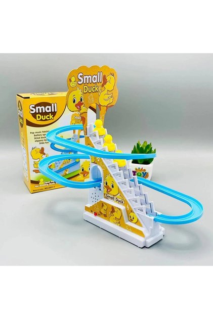 Small Duck 3 Ördekli Müzikli Işıklı Kaydıraklı Merdiven Çıkan Dön Dolaş Tırmanan Ördekler Oyuncak