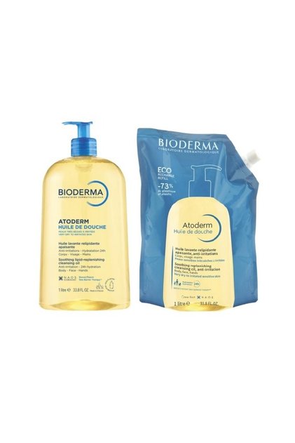 Душ масло Atoderm за чувствителна и суха кожа 1000 мл + пълнител за душ масло Atoderm 1000 мл