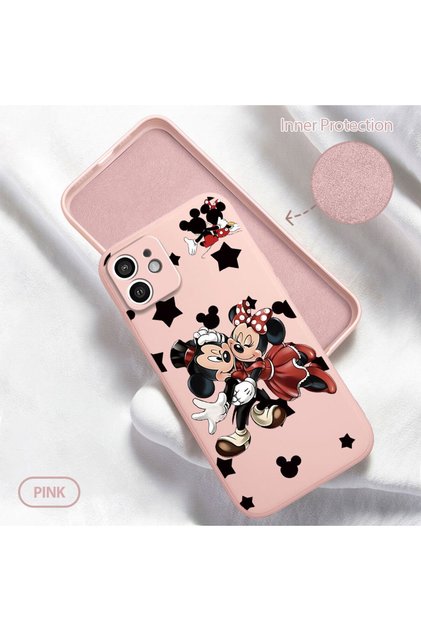 iPhone 12 Compatible Soft Silicone Phone Case with Velvet Camera Protections Mickey Pattern