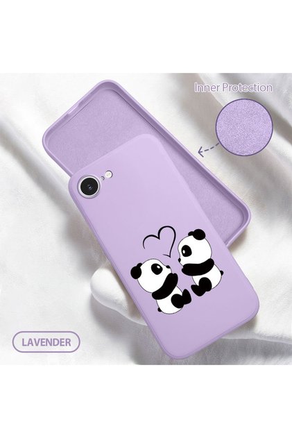 iPhone 17E Compatible Soft Silicone Phone Case with Velvet Inside and Camera Protection, Panda Pattern