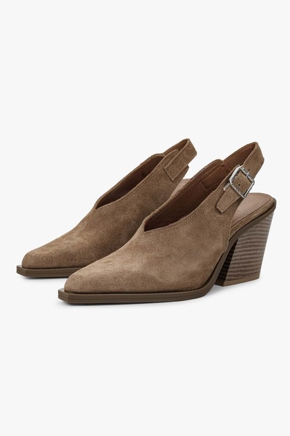 Women's Solira Sand Genuine Suede Leather Western Heeled Shoes