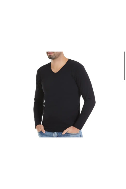 Erkek V-Yaka Uzun Kollu Modal T-Shirt
