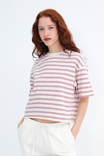 Addax Bisiklet Yaka Çizgili T-shirt P10681 - Fiyatı, Yorumları