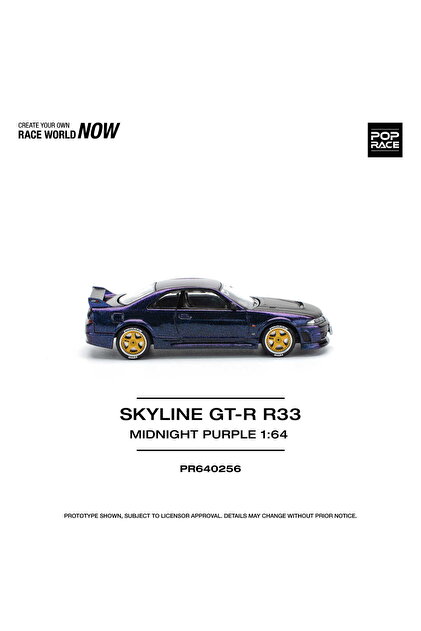 pop race 1 :64 Nissan Skyline GT-R R33 Midnight Purple Diecast