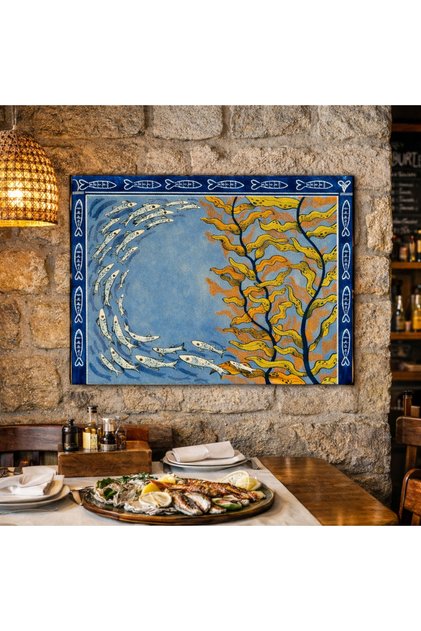 Deniz Temalı Balık Kanvas Tablo – Balık Restoranı - Kafe ve Mutfak Duvar Dekoru