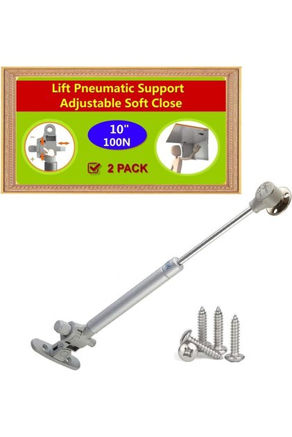 2 Pack 100N/22.5LB Gas Struts for Cabinets-Lift Pneumatic Support & Adjustable Soft Close Hyd