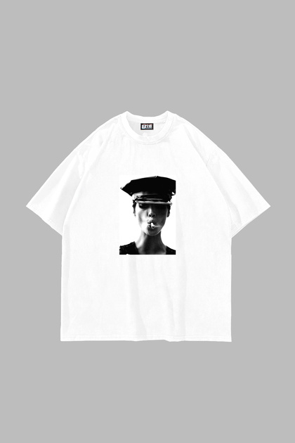 Christy Turlington Printed Oversized Unisex White Tshirt