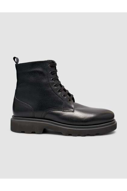 Genuine Dana Leather Black Men's Lace-Up Boot