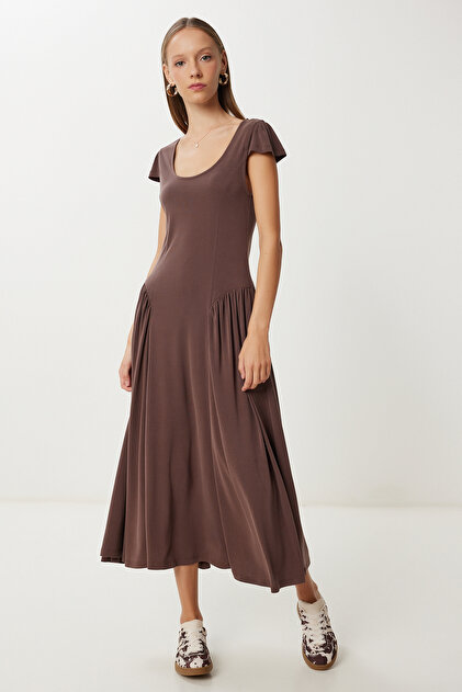 brown twist front dress Twist Front Dress main image 0
