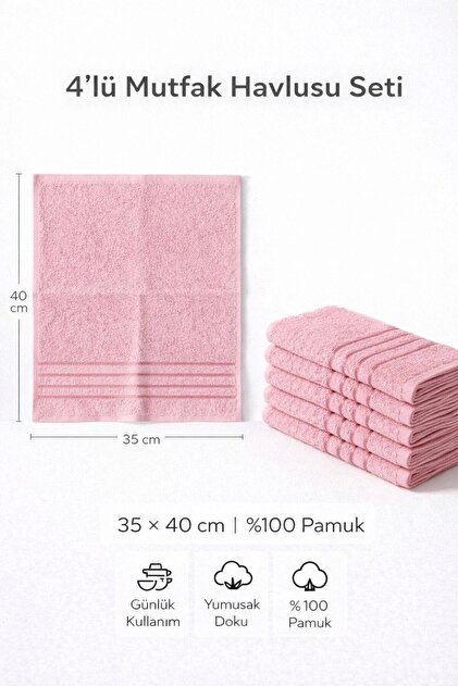 TEXTİLES MAGİC LAMP 4'lü Havlu Seti 35 x 40 - Mutfak & Banyo