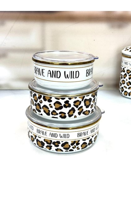 Qualita Nova 3-Piece Storage Container Tkebt Leopard