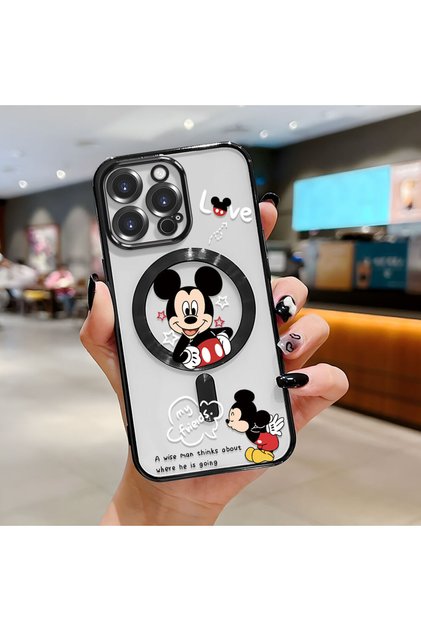 iPhone 14 Pro Max Compatible Transparent Soft Silicone Magsafe Wireless Phone Case Mickey Pattern