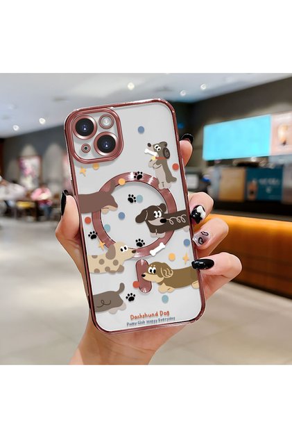 iPhone 14 Compatible Transparent Soft Silicone Magsafe Wireless Phone Case Dog Pattern