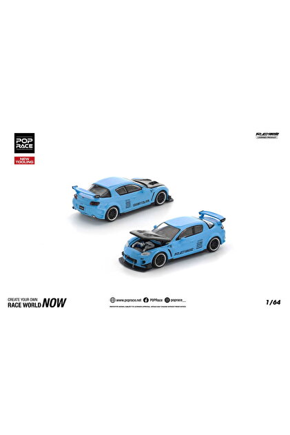 pop race 1 Pop Race Mazda RX8 RE-Amemiya Light Blue 1:64 Diecast