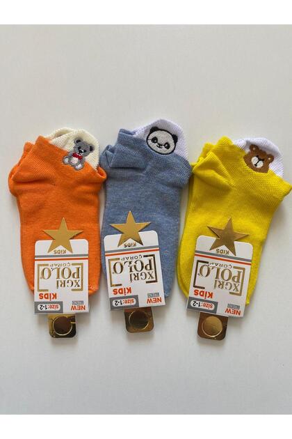 Colorful Embroidered Cute Animal Motif 3-Piece Socks for 1-2 Year Old Girls