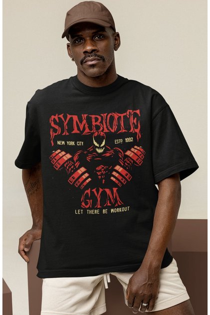Design Symbiote Gym Fitness Bodybuilding Sportsman Gym Printed Unisex Oversized T-Shirt