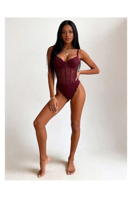 OEM Madeleine Sexy Lingerie, Burgundy, M- Trendyol