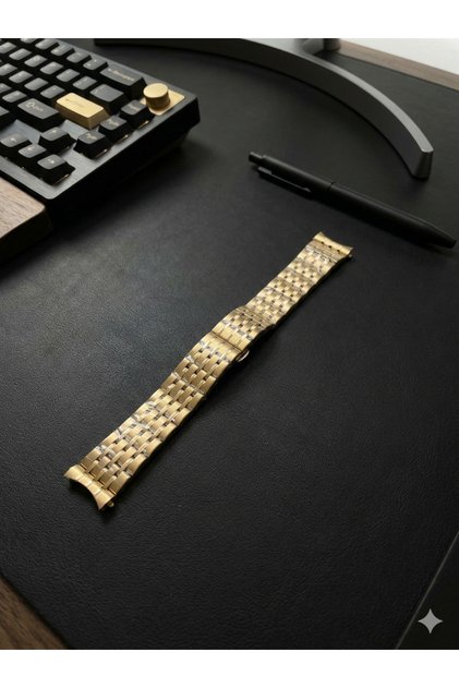 20mm Diameter Curved End Gold Color Steel Watch Band