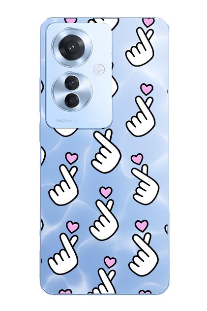 Oppo Reno 11F 5g Compatible Finger Heart Patterned Transparent Phone Case